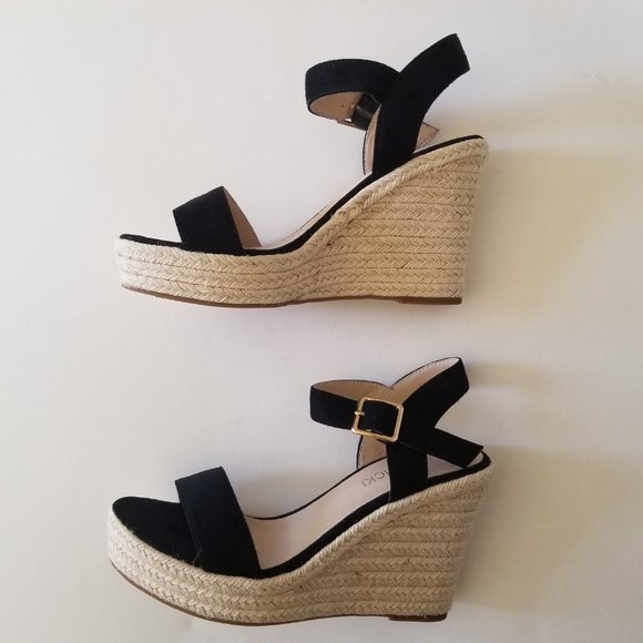 Vicki Vicki Black Platform Espadrille Wedge Sandals  size 7.5  NWOT - Picture 2 of 12